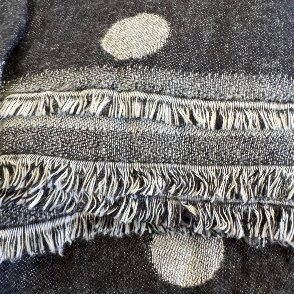 NEW LOFT Polka Dot Reversible Grey and Black Scarf Wrap Casual Cotton Blend NWT